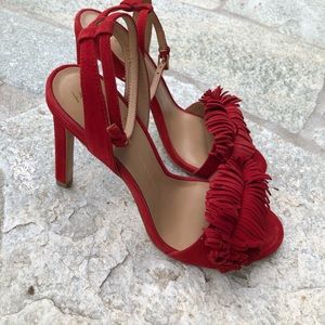 Banana Republic Red Suede Ankle Strap 4 1/2” heel